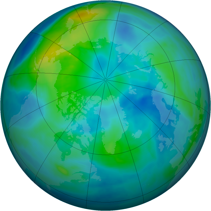 Arctic ozone map for 13 October 2007